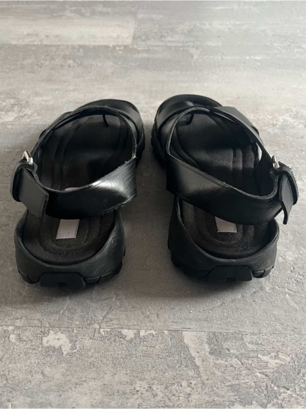 10. Zara Vibram soled leather sandals lug trek black urban city - Picture 10 of 12